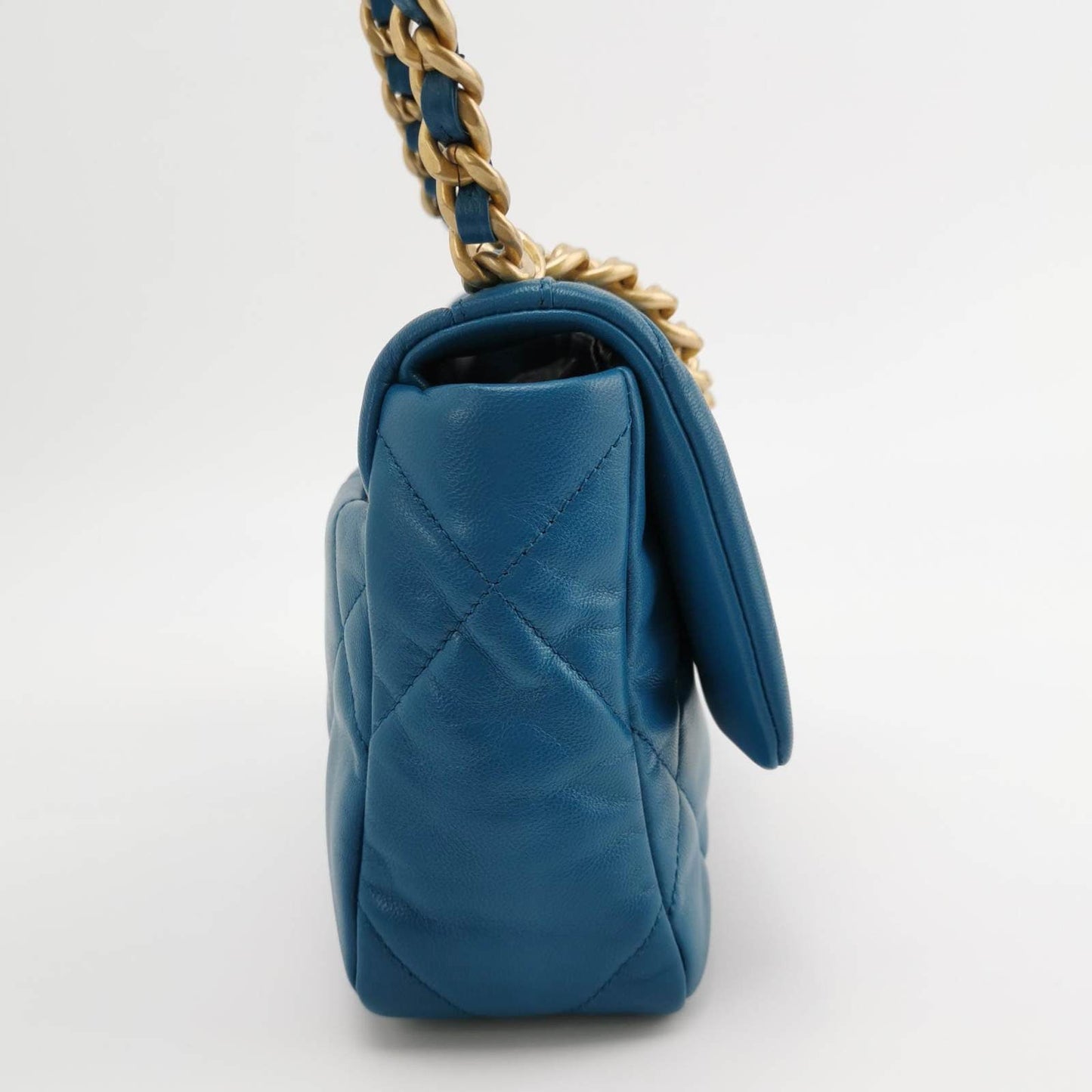 Chanel 19 Bag Small Teal Blue Gold Hardware Chain Crossbody Bag
