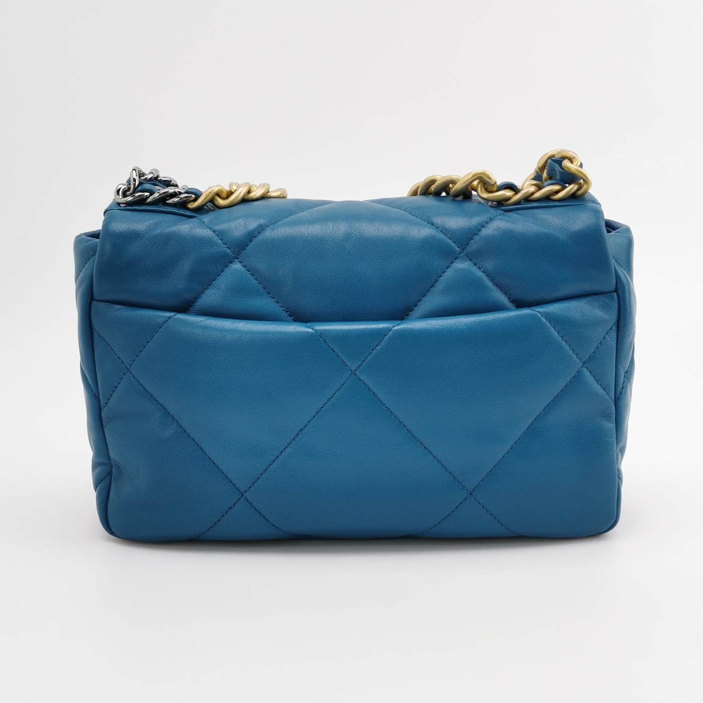 Chanel 19 Bag Small Teal Blue Gold Hardware Chain Crossbody Bag
