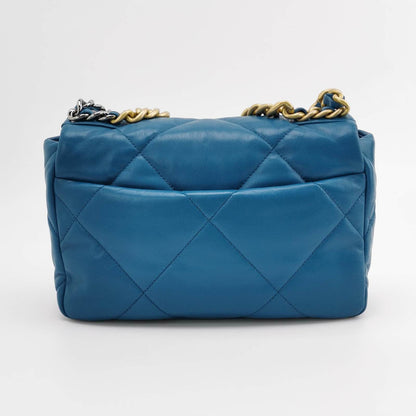 Chanel 19 Bag Small Teal Blue Gold Hardware Chain Crossbody Bag
