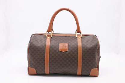 Celine Boston Bag in Brown Macadam Canvas