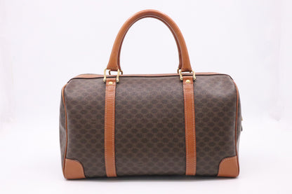 Celine Boston Bag in Brown Macadam Canvas
