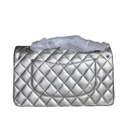Chanel Classic Flap 2010 Silver Lambskin Leather