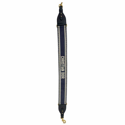 CHRISTIAN DIOR Embroidered Canvas Shoulder Strap Navy Blue