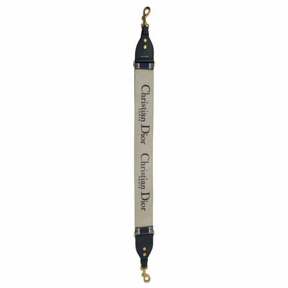 CHRISTIAN DIOR Embroidered Canvas Shoulder Strap Navy Blue