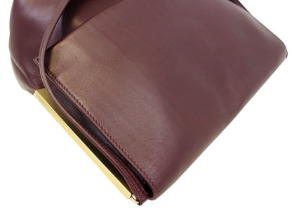 CELINE Smooth Calfskin Burgundy Flap Clasp Shoulder Bag