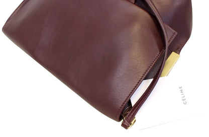 CELINE Smooth Calfskin Burgundy Flap Clasp Shoulder Bag