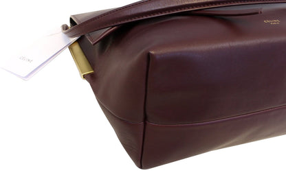 CELINE Smooth Calfskin Burgundy Flap Clasp Shoulder Bag