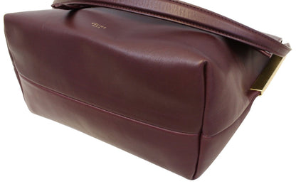 CELINE Smooth Calfskin Burgundy Flap Clasp Shoulder Bag