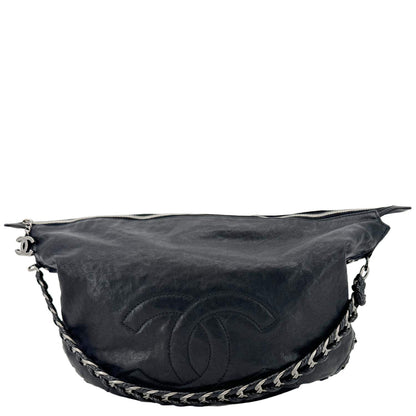 CHANEL Modern Chain Calfskin Leather Hobo Bag Black