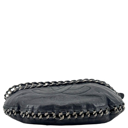 CHANEL Modern Chain Calfskin Leather Hobo Bag Black