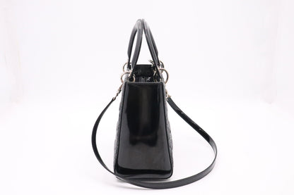 Dior Small Lady Dior in Black Cannage Patent Leather