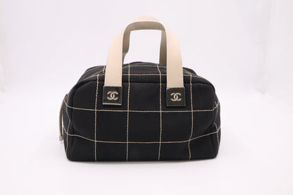 Chanel Chocolate Bar Handbag in Black Canvas