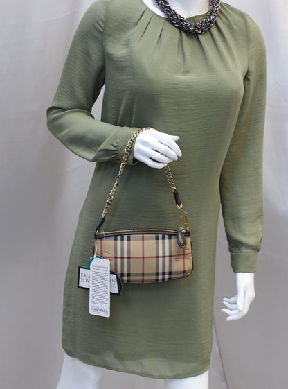 BURBERRY Nova Check Haymarket Clara Wristlet