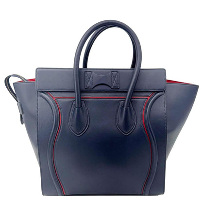 CELINE Luggage Leather Satchel Bag Blue