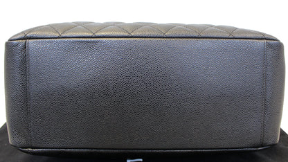 CHANEL Black Caviar Leather Grand Shopping Tote Bag