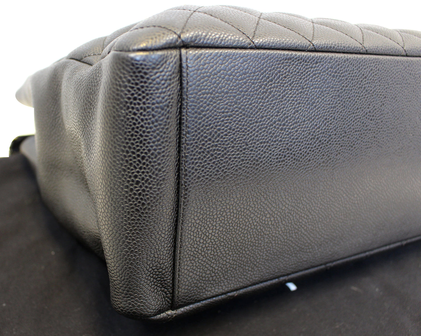 CHANEL Black Caviar Leather Grand Shopping Tote Bag