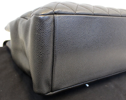 CHANEL Black Caviar Leather Grand Shopping Tote Bag