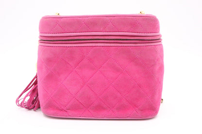 Chanel Vanity Shoulder Bag in Pink Suede