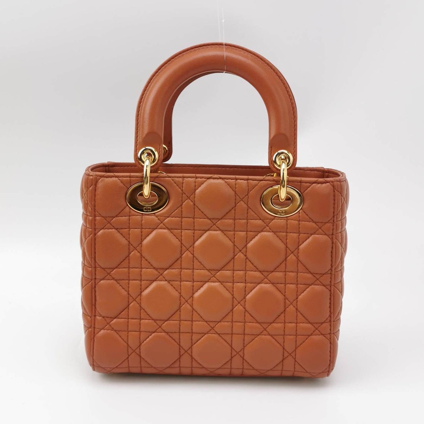 Lady Dior Small My Abcdior Orange Lambskin Cannage Leather