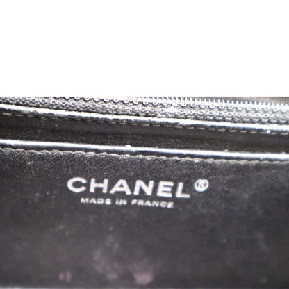 CHANEL Airlines Grommet Studded Leather Shoulder Bag Black