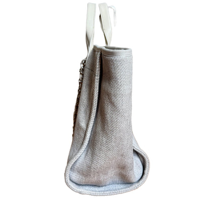 Chanel Deauville Tote Medium Light Blue Grey Denim Top Handle 2013-2014
