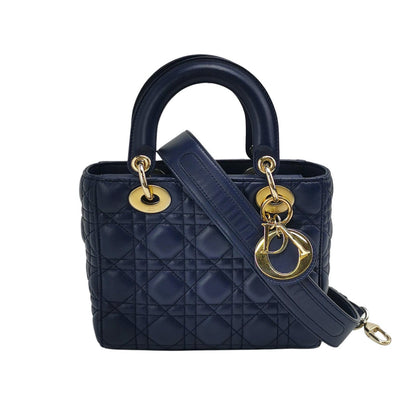 Lady Dior Small My Abcdior Navy Lambskin Cannage Leather