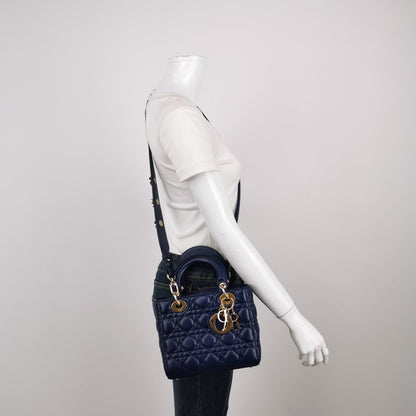 Lady Dior Small My Abcdior Navy Lambskin Cannage Leather