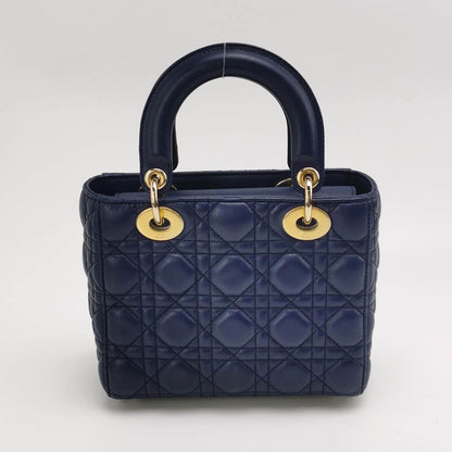 Lady Dior Small My Abcdior Navy Lambskin Cannage Leather