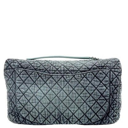 CHANEL Denimpression Flap XXL Distressed Denim Shoulder Bag Navy Blue
