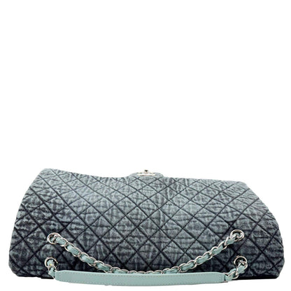 CHANEL Denimpression Flap XXL Distressed Denim Shoulder Bag Navy Blue