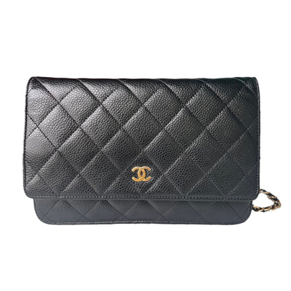 Chanel Wallet on Chain WOC Black Caviar Leather with Gold hardware