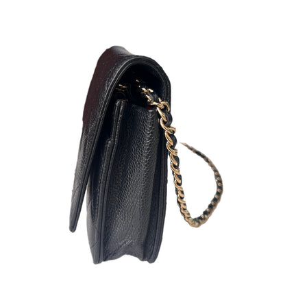 Chanel Wallet on Chain WOC Black Caviar Leather with Gold hardware