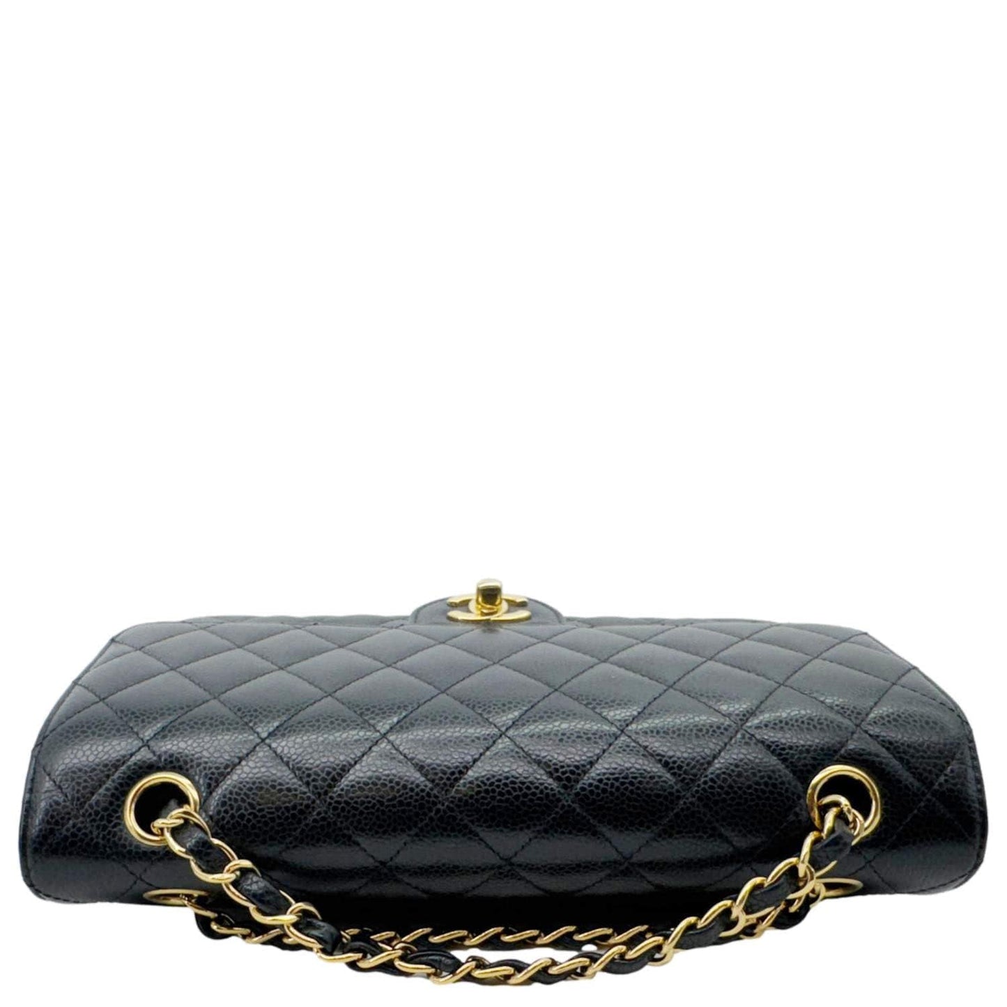 CHANEL Classic Double Flap Medium Quilted Caviar Leather Shoulder Bag Black