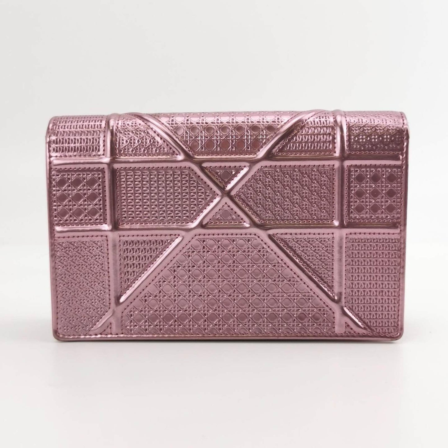 Dior Diorama Wallet on Chain Micro-cannage Pink Metallic Patent Leather Crossbody Bag