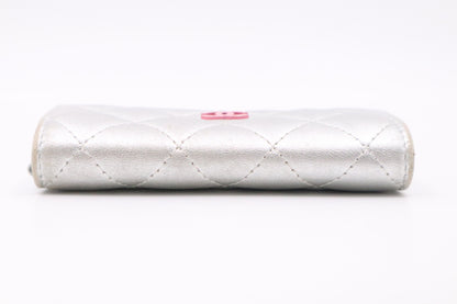 Chanel Card Case in Silver MatelassÃ© Leather