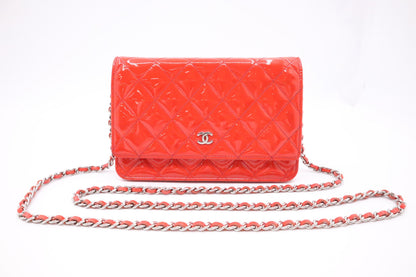 Chanel Wallet on Chain in Red-Orange Patent Leather