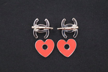 Chanel Heart Earrings in Pink and Red