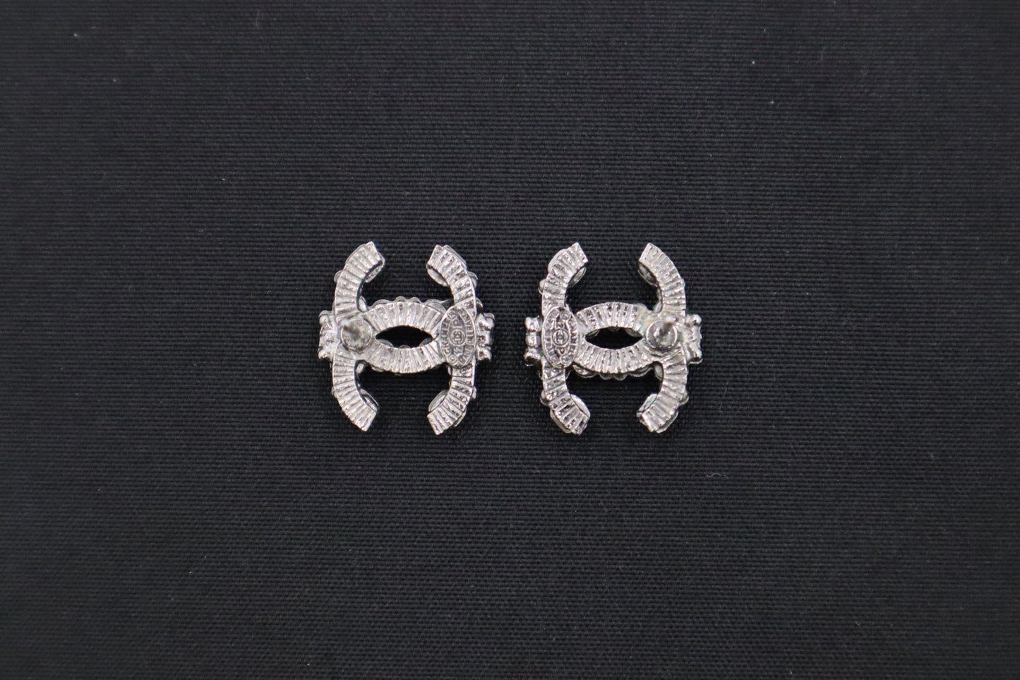 Chanel Stud Earrings with Black & Purple Stones