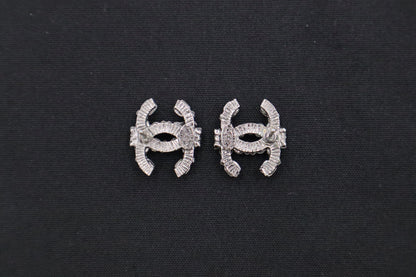 Chanel Stud Earrings with Black & Purple Stones