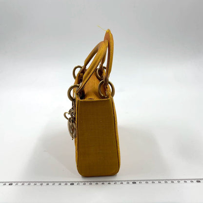 Lady Dior Mini Mustard Yellow Silk Cannage Handbag