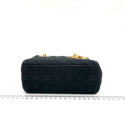 Lady Dior Vintage Mini Black Cloth with Yellow Gold-tone Hardware