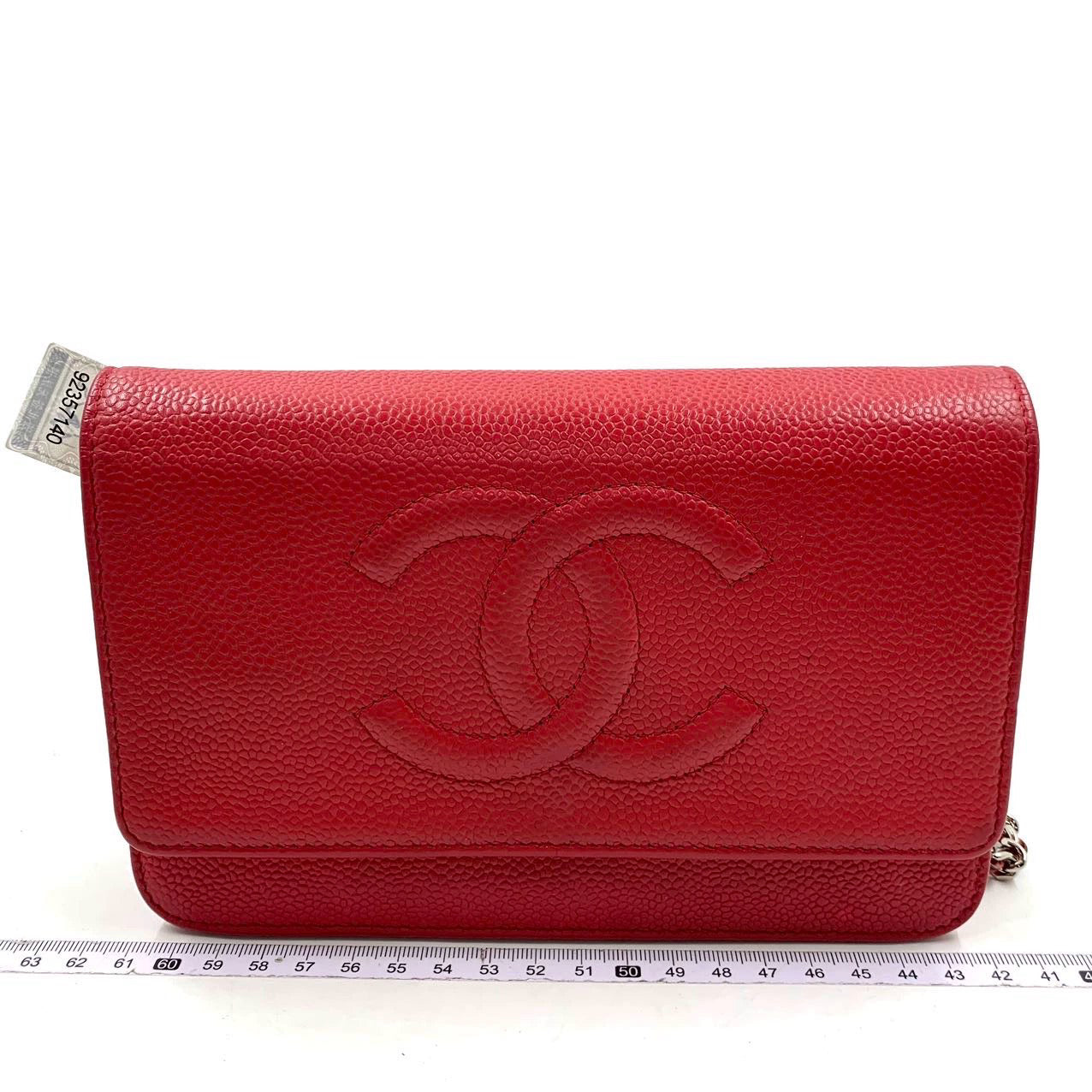 Chanel Wallet on Chain WOC Double CC Red Caviar Leather