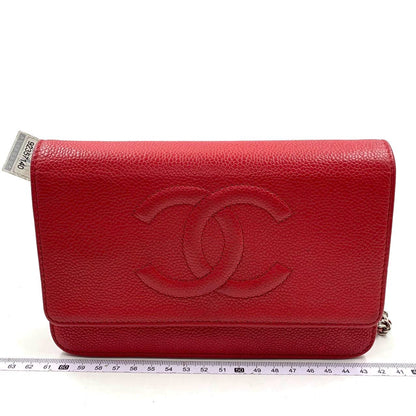 Chanel Wallet on Chain WOC Double CC Red Caviar Leather