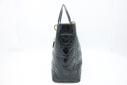 Dior Medium Lady Dior in Black Cannage Patent Leather
