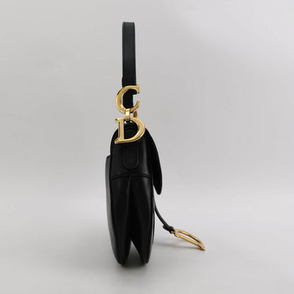 Dior Saddle Medium Black Smooth Leather with Strap