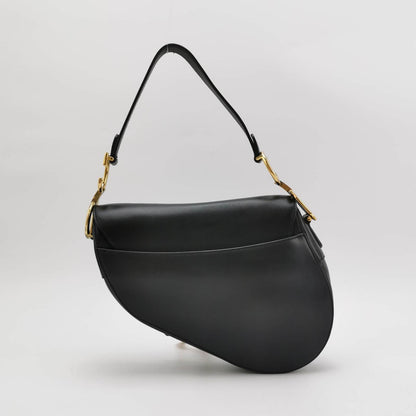 Dior Saddle Medium Black Smooth Leather with Strap