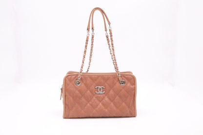 Chanel French Riviera Chain Shoulder Bag in Brown Caviar MatelassÃ© Leather