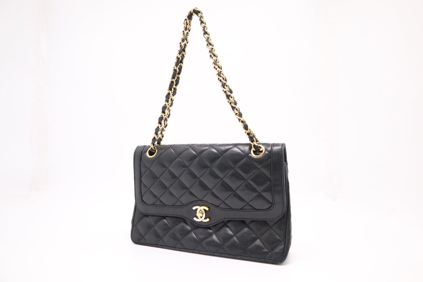 Chanel Medium Paris Double in Black MatelassÃ© Leather