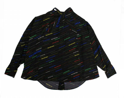 BALENCIAGA 'BLACK SCARF' LOGO PRINTED BLOUSE