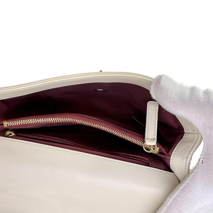 CHANEL Coco Flap Chevron Stitched Leather Shoulder Bag Beige